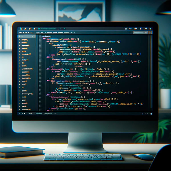 Monitor mostrando enlaces markdown y scripts